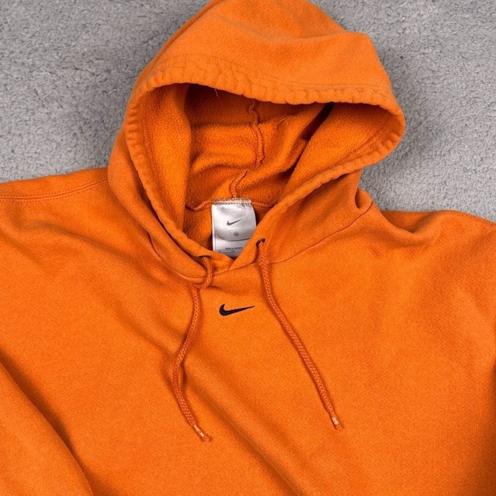 Vintage Nike Hoodie Mens XXL Orange Center Swoosh Silver Tag Y2K Faded
